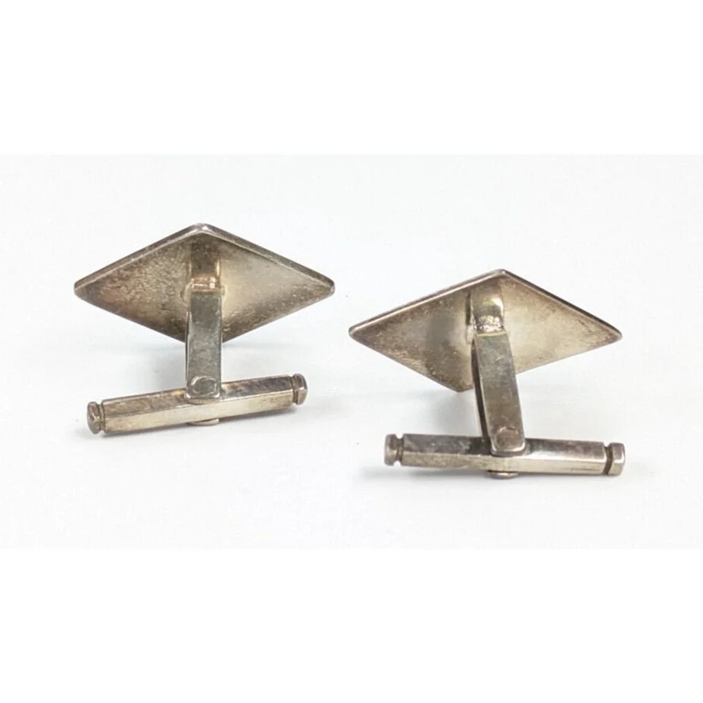 950 Sterling Silver Textured Diamond Shaped Chinese? Symbols Men's Cufflinks